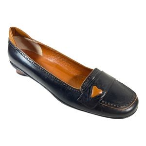 RANGONI Italian black and tan leather loafers with heart on toe SZ 10B NWOT